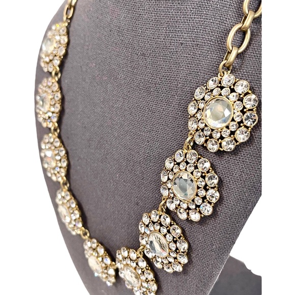 🎉HP! ❤️ J. Crew Clear Crystal Rhinestone Medallions Necklace - Picture 3 of 5